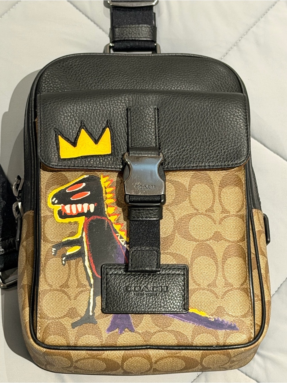 Coach X Jean Michel Basquiat Track Crossbody Bag In Signature Canvas - Picture 2 of 11
